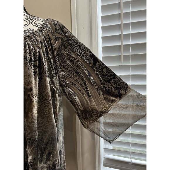 One World Velvet Tunic Top Womens 1X Sequins Festival Whimsigoth Brown - Picture 4 of 14